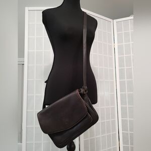 Dark Brown Leather Crossbody Bag With Adjustable Strap
